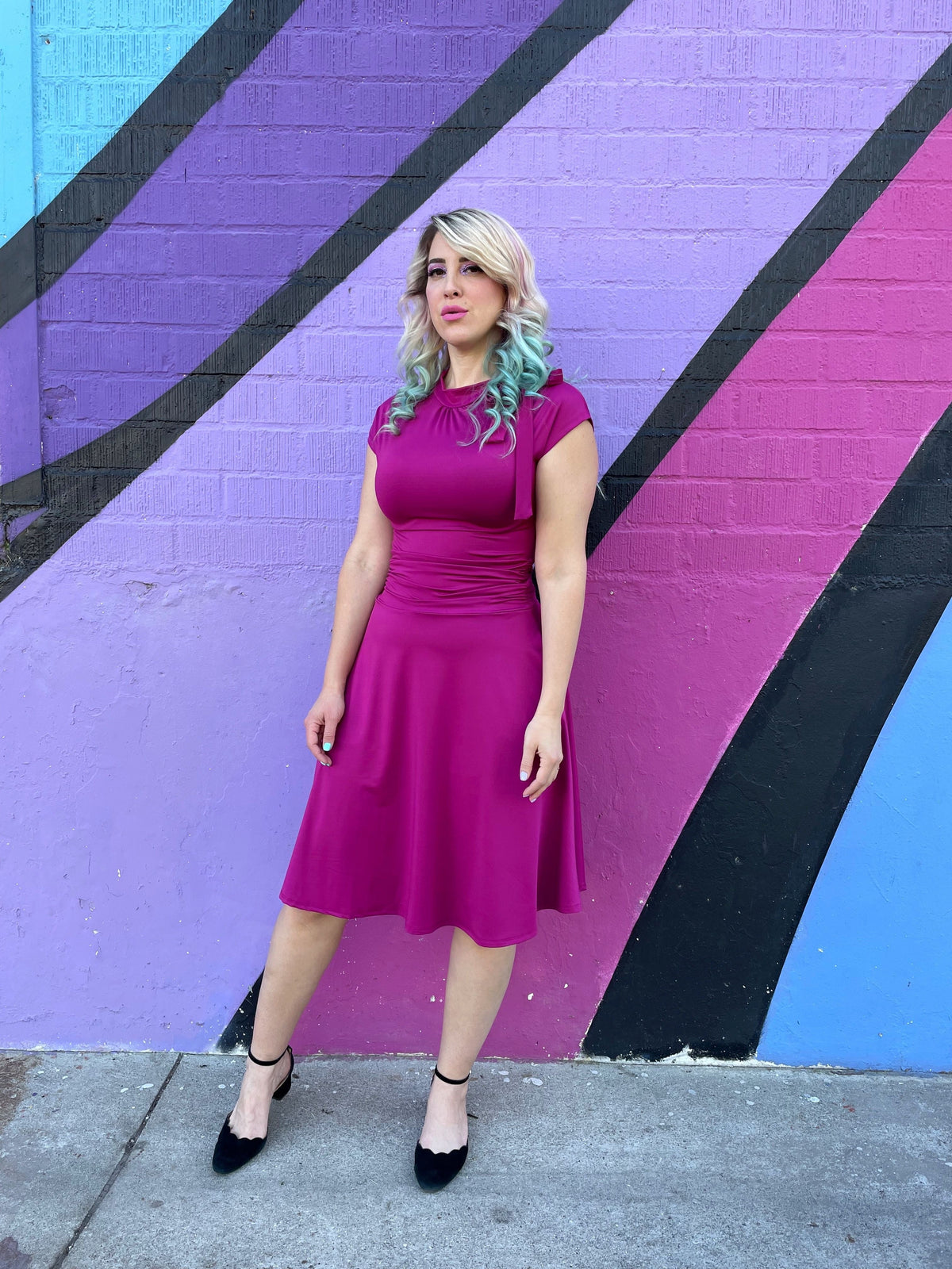 Bombshell Dress in Magenta - 2X only by Retrolicious