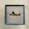 Sterling Silver Emerald & Pearl Ring - Size 7 - Elegant, Harmonious & Nurturing by Sacred Crystals