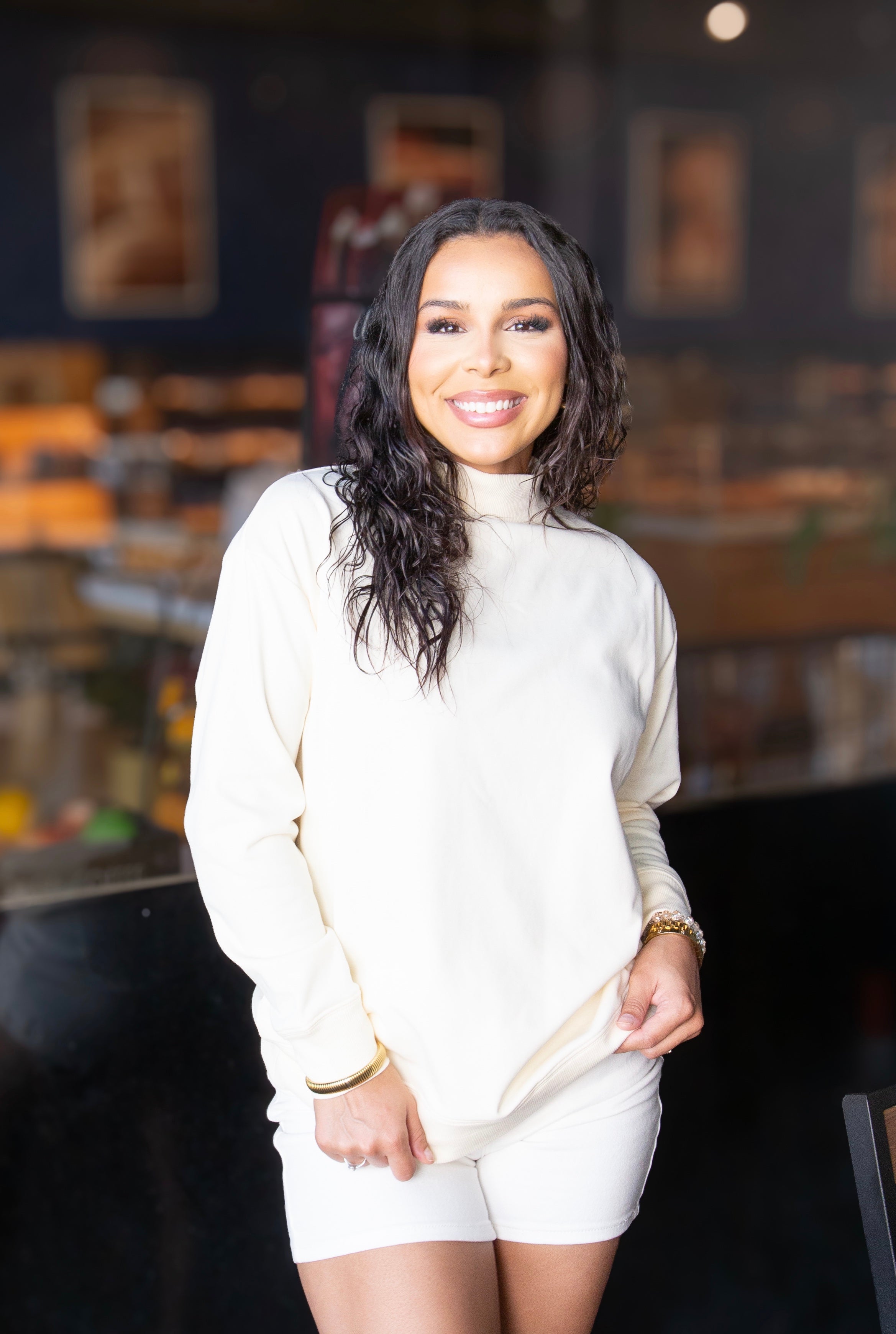 Mock Neck Sweatshirt, Ivory by Grace+Emma