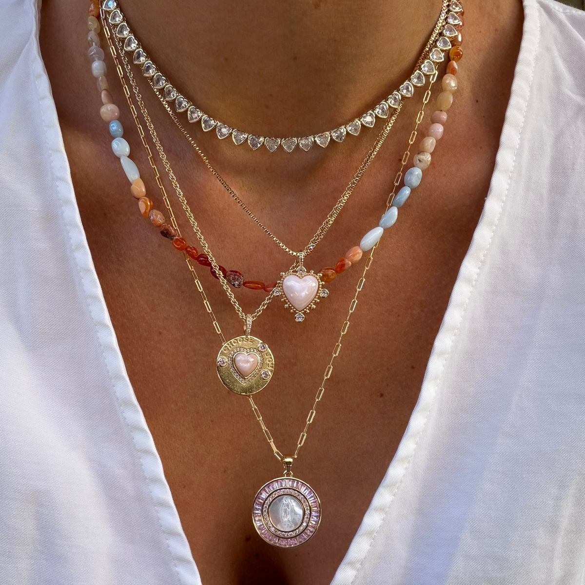 Mother Mary Necklace - Pink by Joy Dravecky