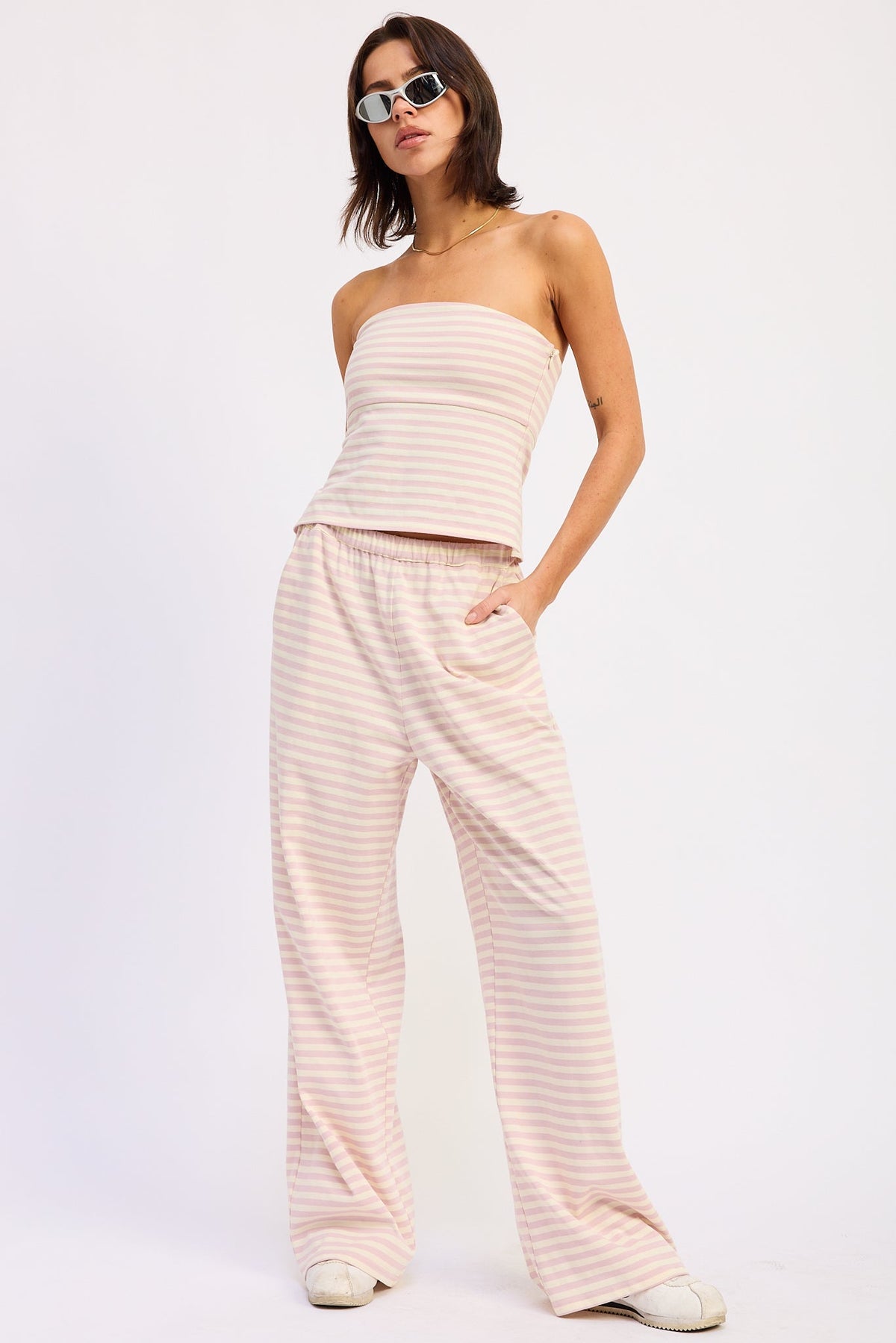 Nerina Striped Pants With Elastic Waistband by Emory Park