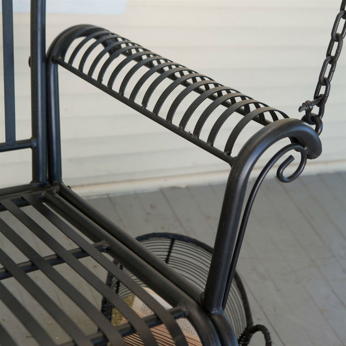 Wrought Iron Outdoor Patio 4-Ft Porch Swing in Black by HomePacific