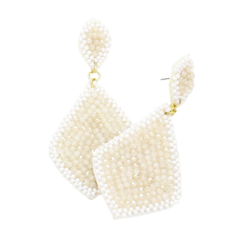 Felt Back Seed Beaded Petal Dangle Earrings by Madeline Love