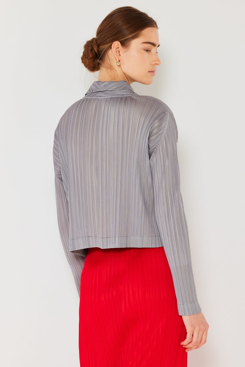 Pleated cropped button up top - J03CR_Gray by MARINA WEST SWIM