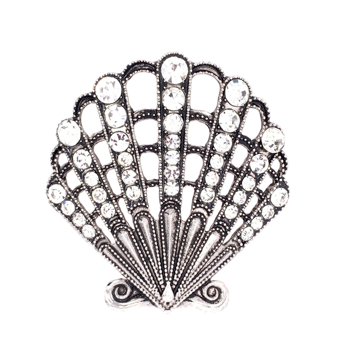 Scallop Seashell Antique Silver Brooch by Jewelry Made by Me