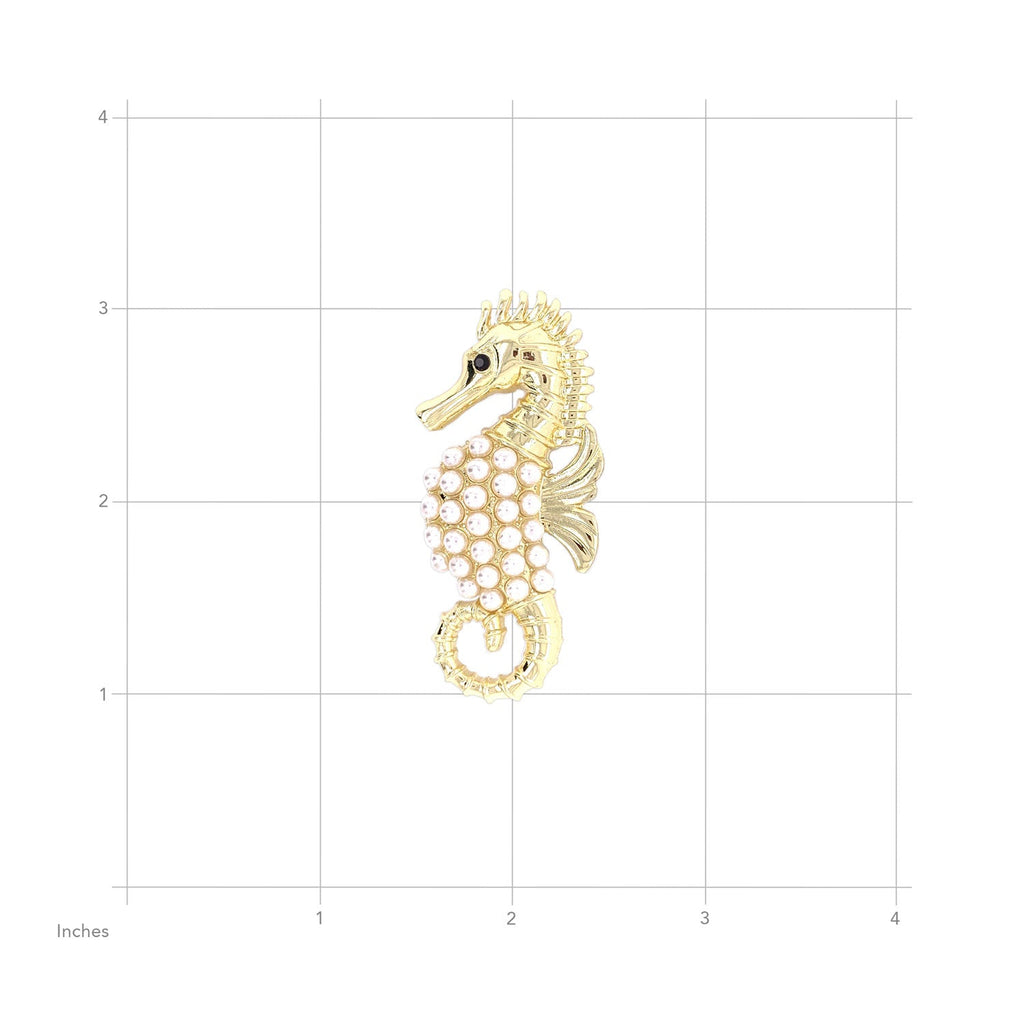 Seahorse and Pearls Gold Brooch by Jewelry Made by Me