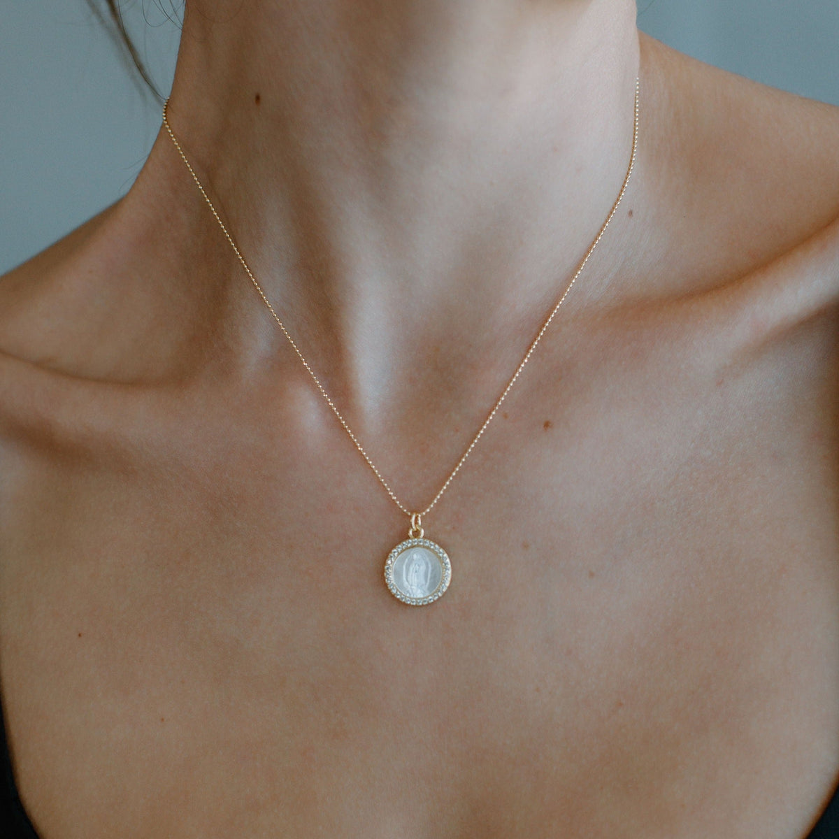 Petite Mother Mary Necklace by Joy Dravecky