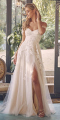 Nox Anabel JE953 Long Sweetheart Neck A-Line Gown Off Shoulder with Slit by DiscountDressShop