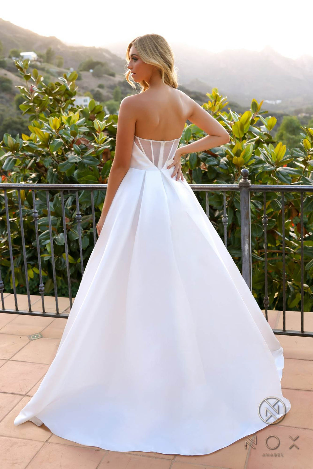 Nox Anabel JE988 Long Strapless Corset A-Line Wedding Gown by DiscountDressShop