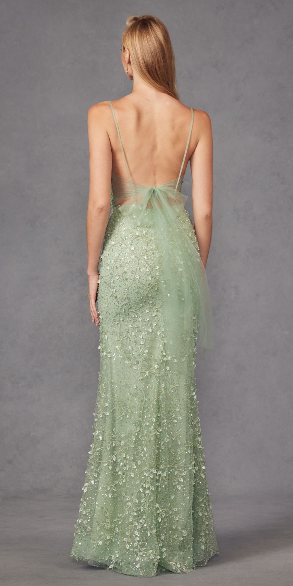 Juliet JT2437A Fully Beaded Embellished Long Fitted Slit Gown by DiscountDressShop