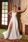 Nox Anabel JW938 Floor Length A-Line Sweep Train Gown High Slit Strapless by DiscountDressShop
