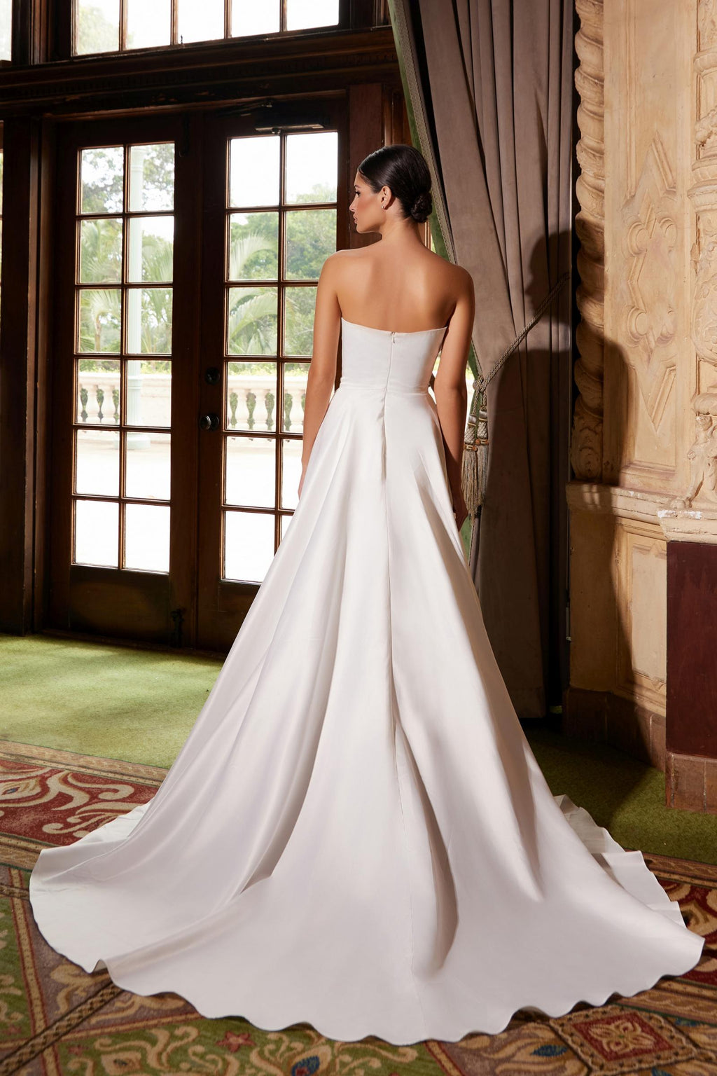 Nox Anabel JW938 Floor Length A-Line Sweep Train Gown High Slit Strapless by DiscountDressShop