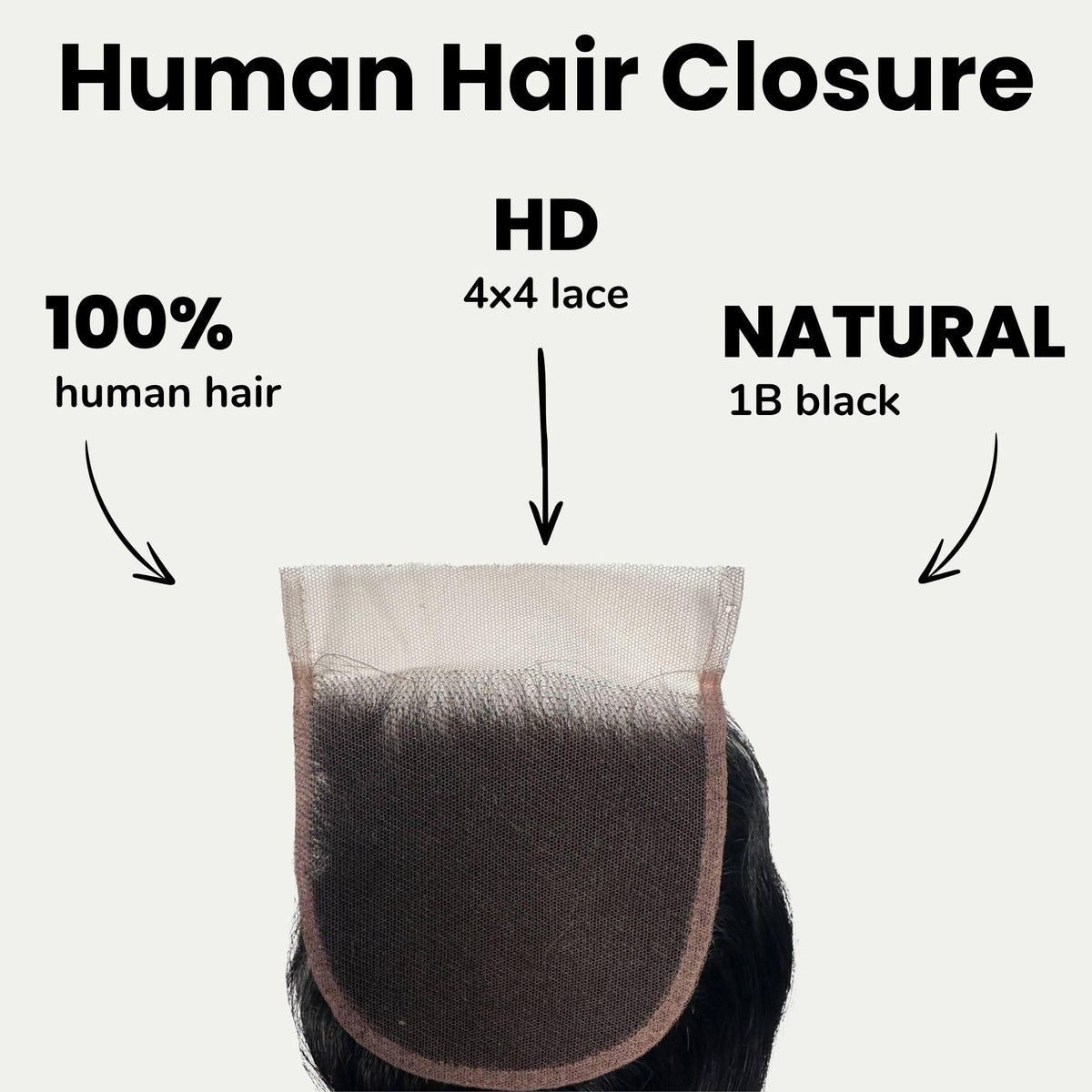 Jet Black Body Wave 4x4 HD Lace Human Hair Closure by Private Label