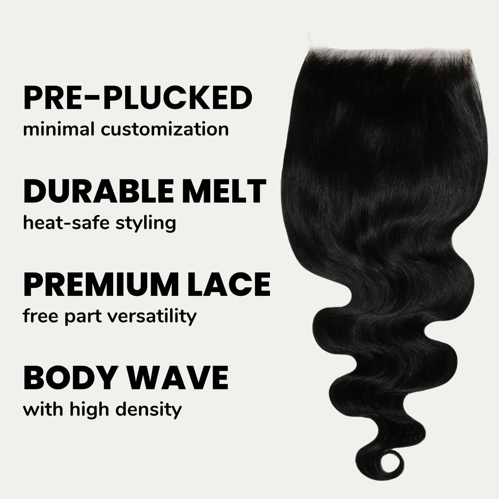 Jet Black Body Wave 6x6 HD Lace Human Hair Closure by Private Label