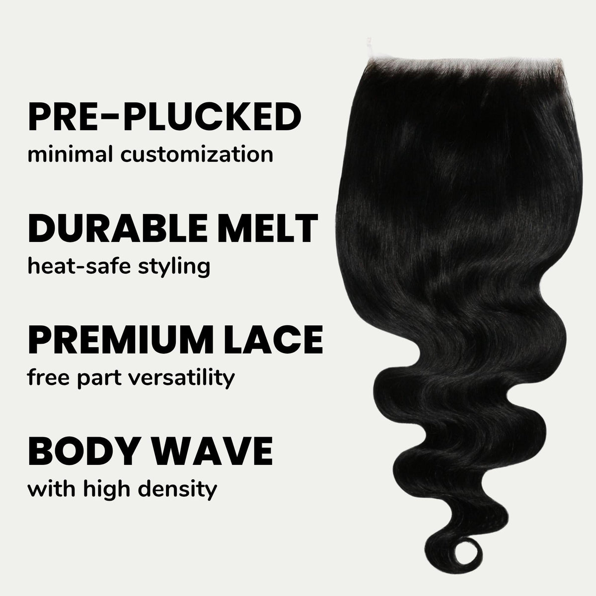 Jet Black Body Wave 6x6 HD Lace Human Hair Closure by Private Label