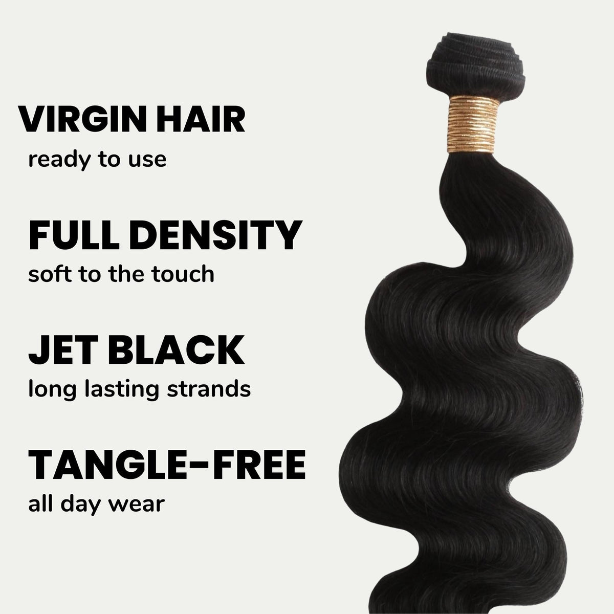 Jet Black Body Wave 100% Human Hair Bundles by Private Label