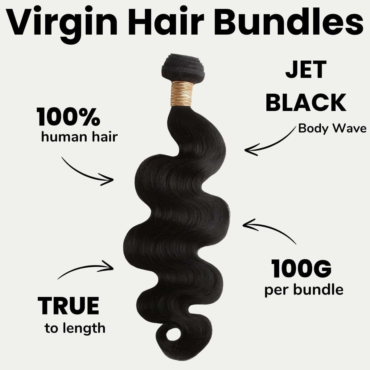 Jet Black Body Wave 100% Human Hair Bundles by Private Label