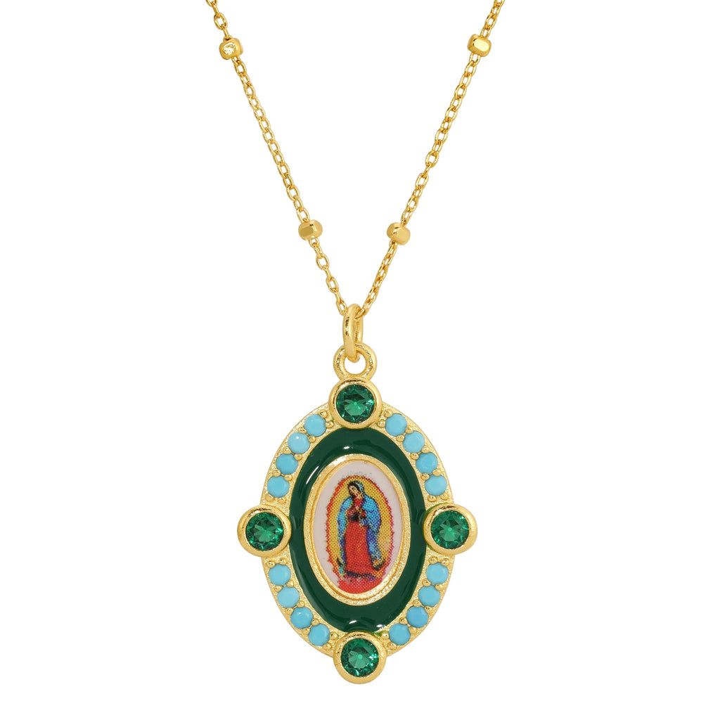 Our Emerald Lady of Guadalupe Necklace by Joy Dravecky