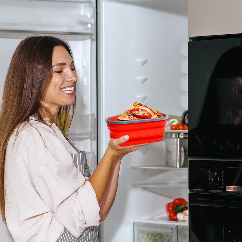 Collapsible Adjustable Reusable Pizza Storage Container with 5 Microwavable Serving Trays by DailySale