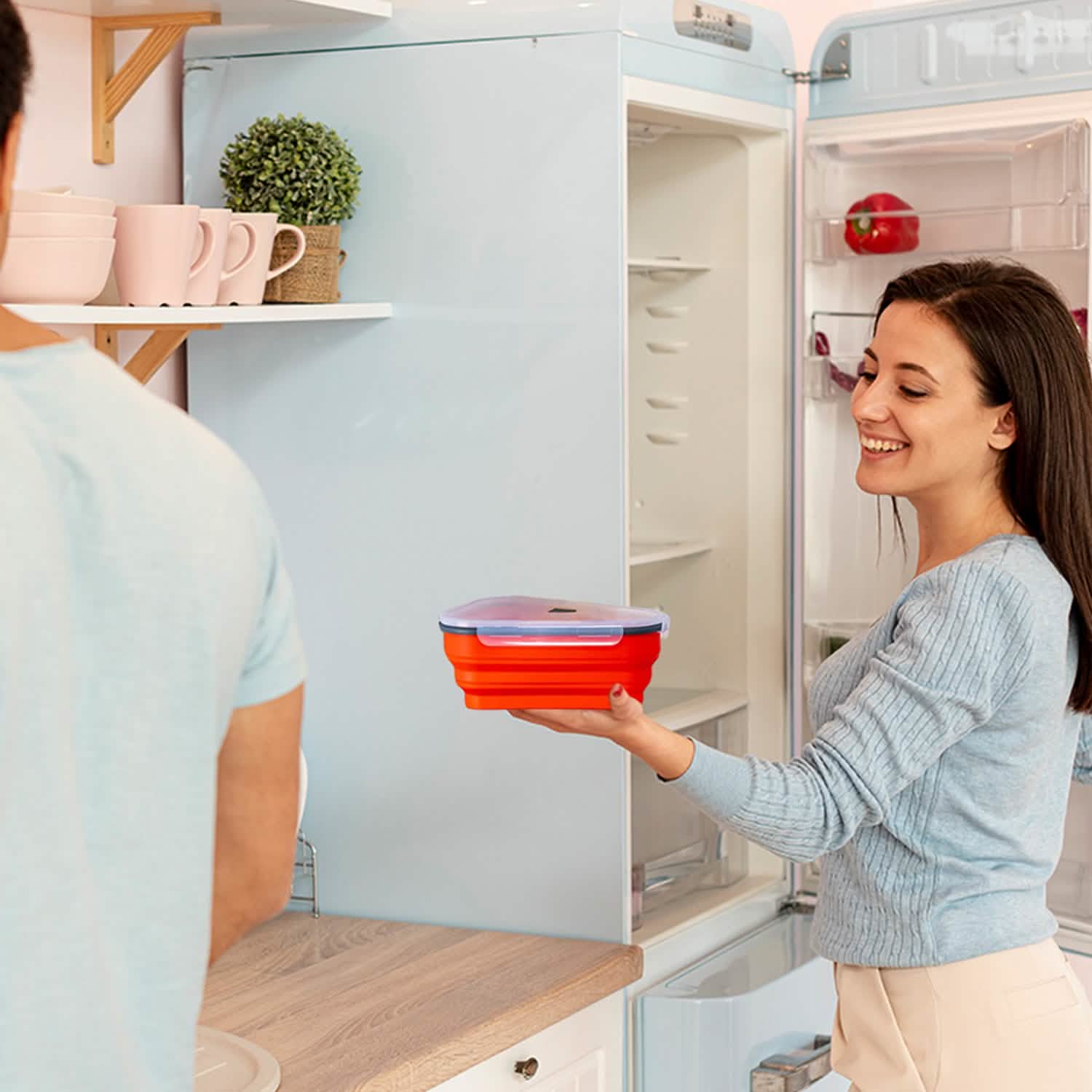 Collapsible Adjustable Reusable Pizza Storage Container with 5 Microwavable Serving Trays by DailySale
