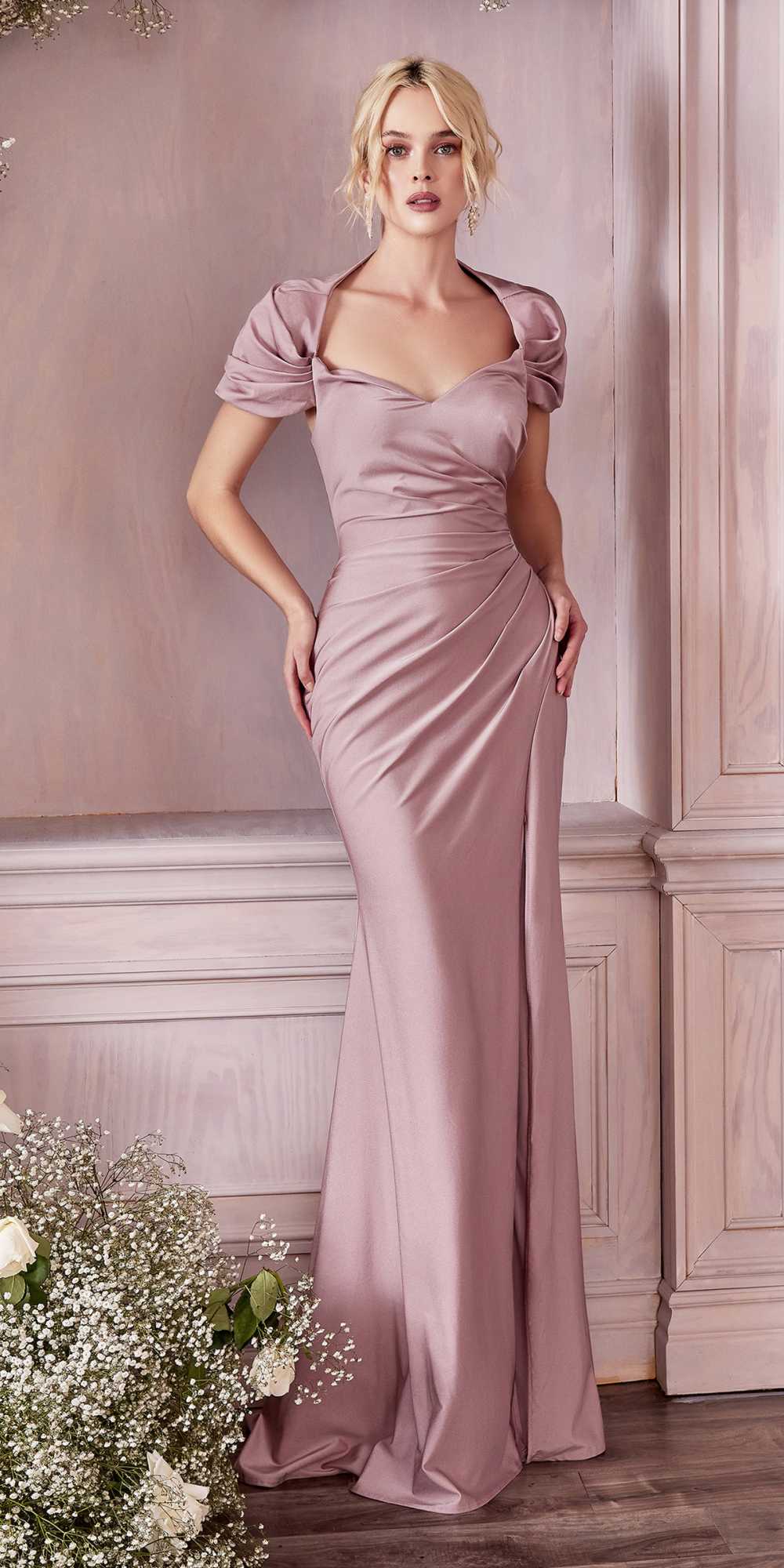 Cinderella Divine KV1061 Cap Sleeve With Shawl Long Fitted Dress by DiscountDressShop