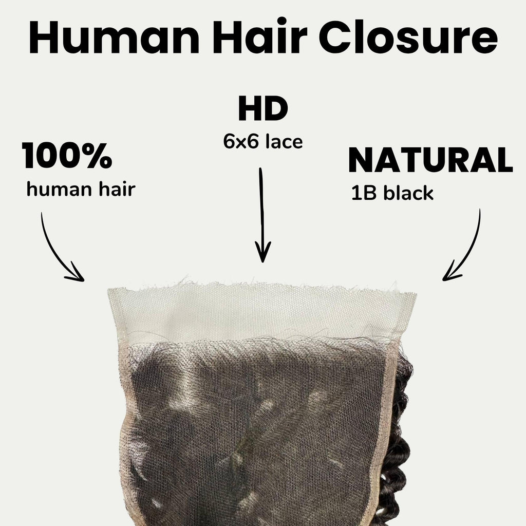 Kinky Curly 6x6 HD Lace Human Hair Closure by Private Label