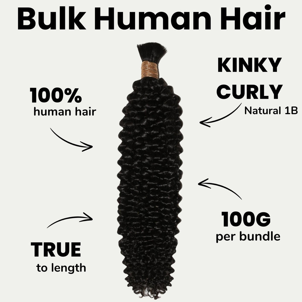 Kinky Curly Bulk 100% Human Braiding Hair by Private Label