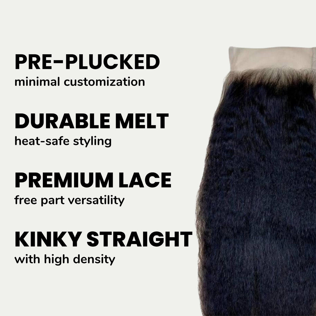 Kinky Straight 4x4 Transparent Lace Human Hair Closure by Private Label