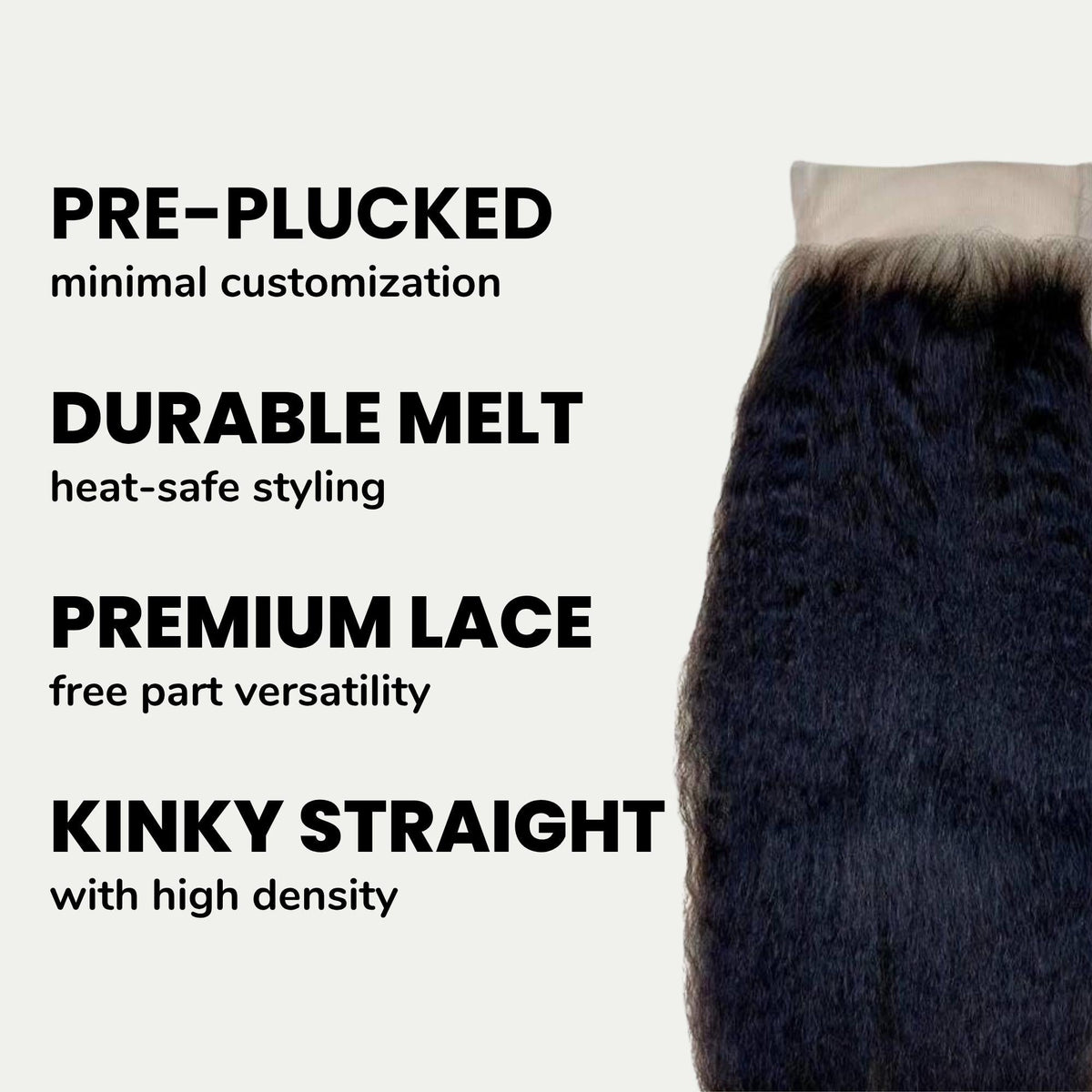 Kinky Straight 4x4 Transparent Lace Human Hair Closure by Private Label