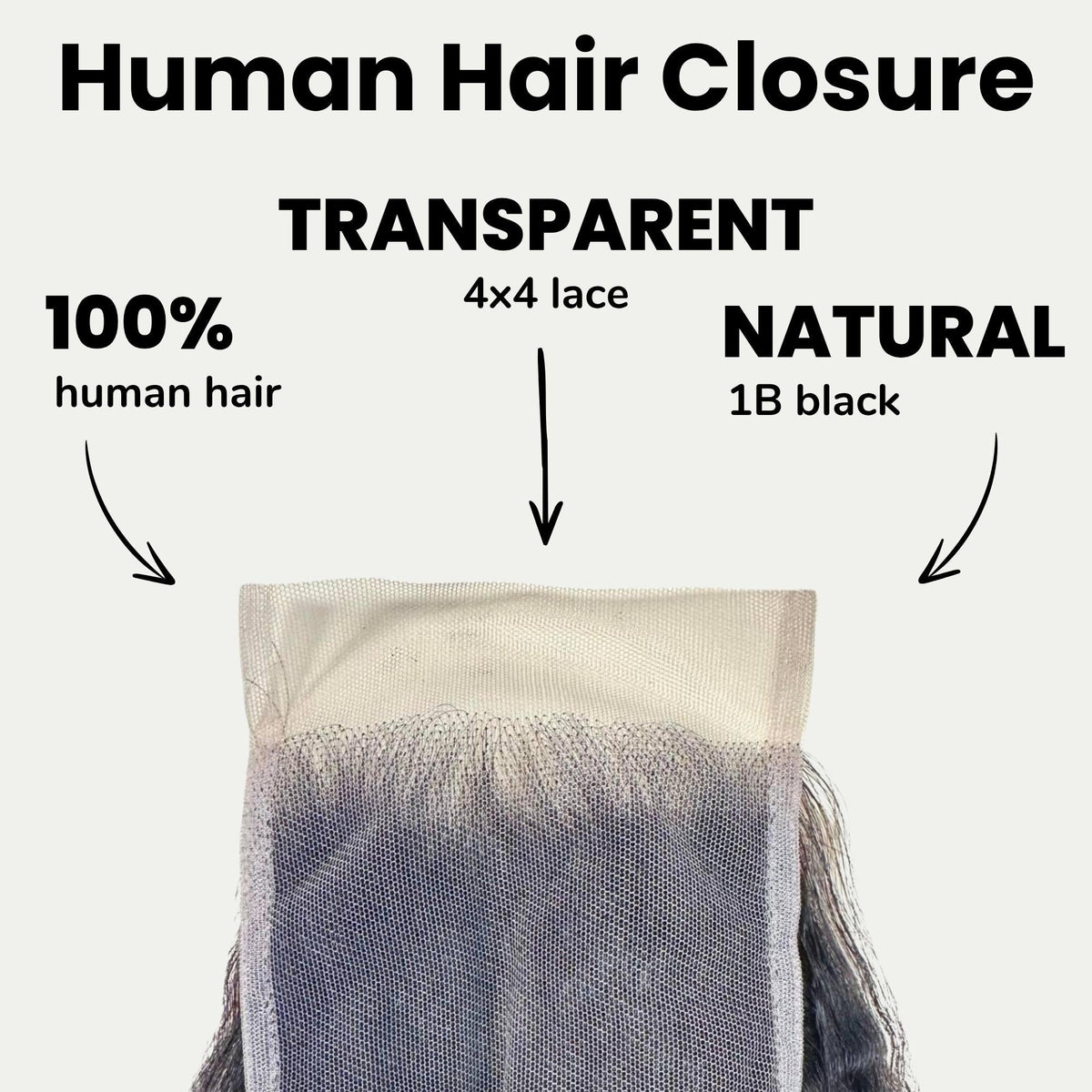 Kinky Straight 4x4 Transparent Lace Human Hair Closure by Private Label