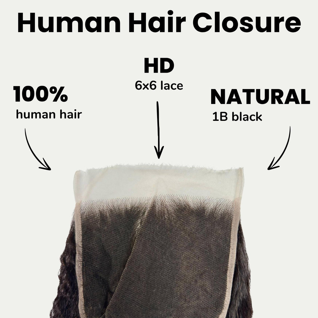 Kinky Straight 6x6 HD Lace Human Hair Closure by Private Label