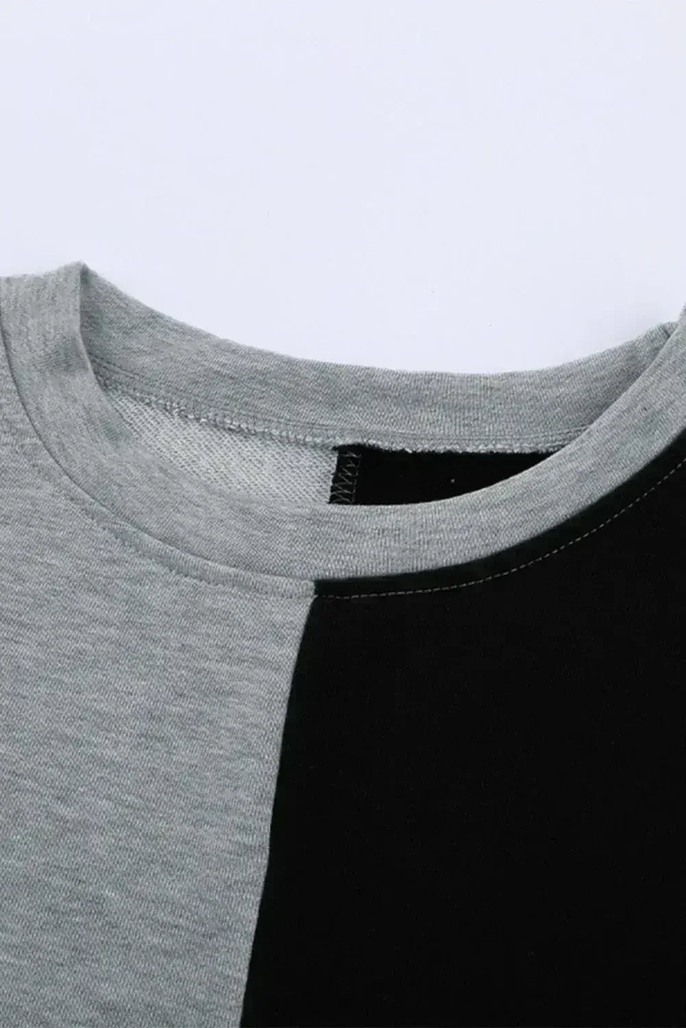 Women's Gray Color Block Round Neck Long Sleeves Pullover Sweatshirt by Femstylo