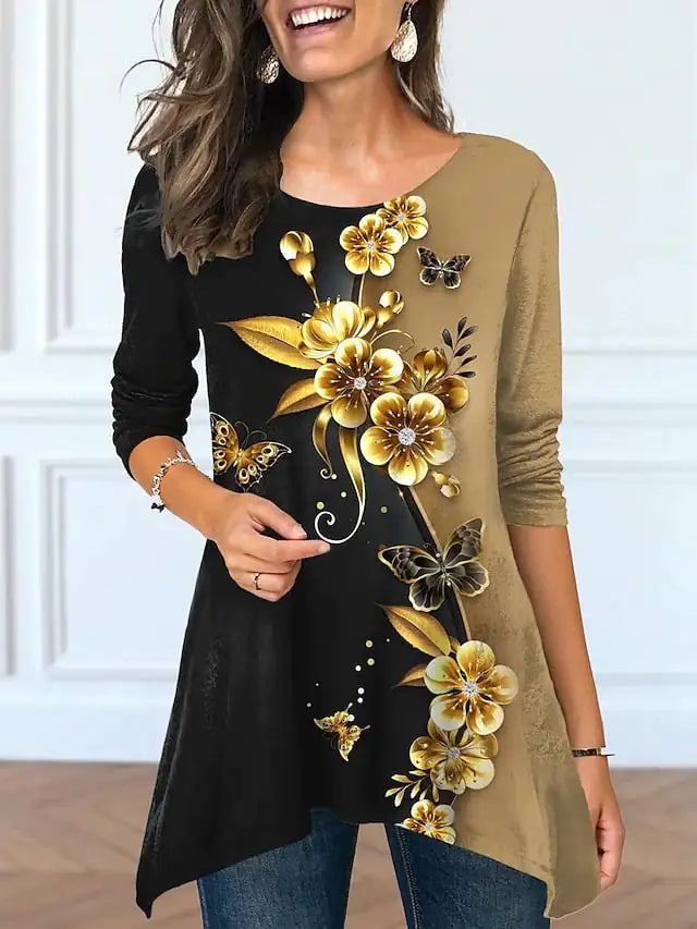 Plus Size Women's Floral Print Round Neck Dress by Trendy Attic Store01