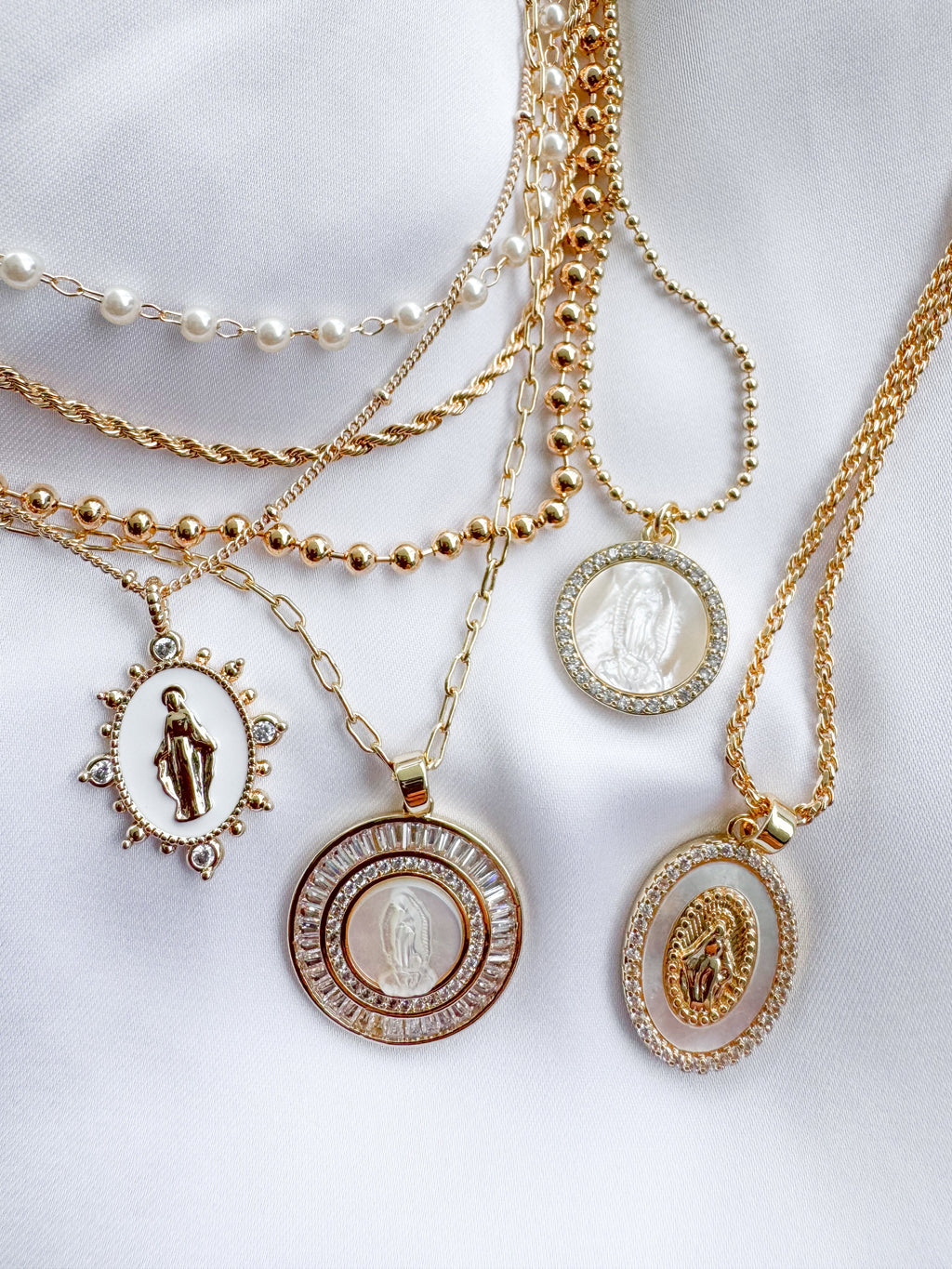 Lady Lourdes Pendant - White by Joy Dravecky