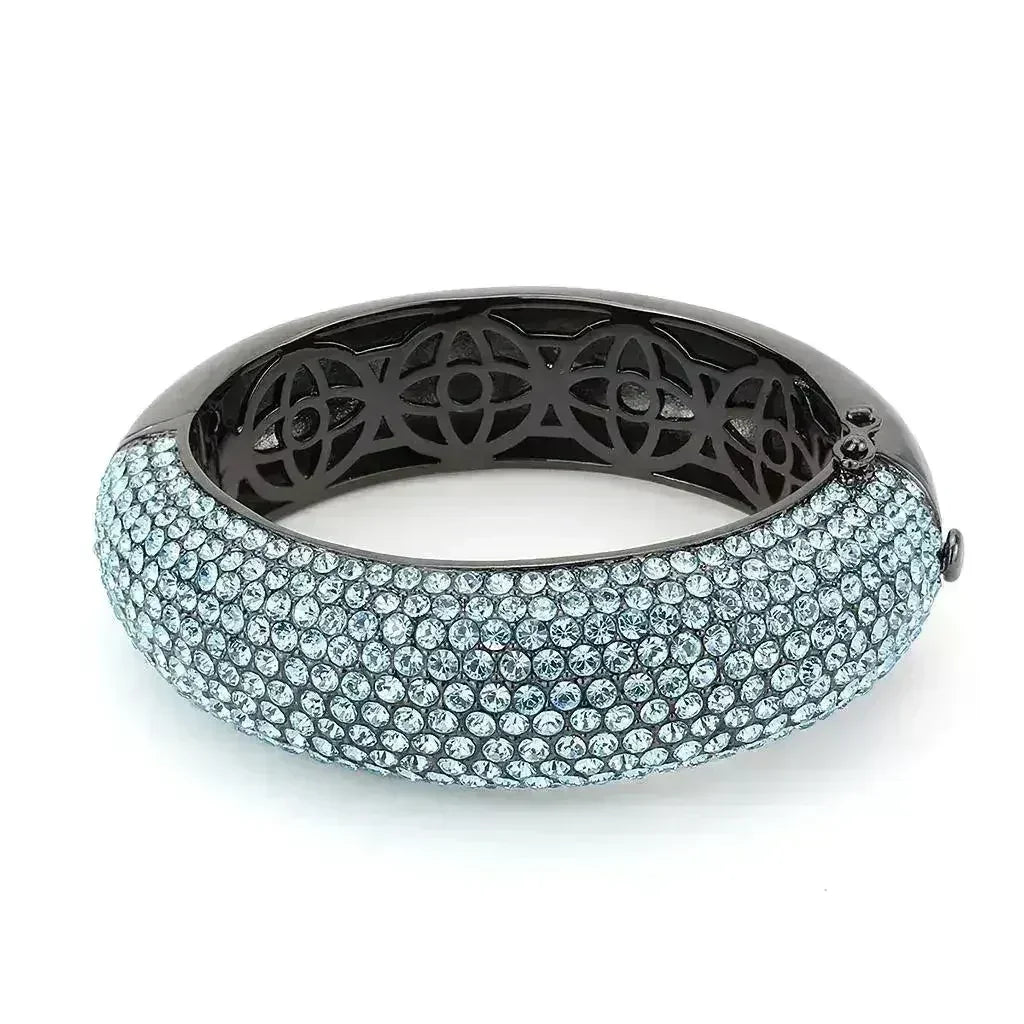 TIN Cobalt Black Brass Bangle – Sea Blue Crystal Statement Piece by Femstylo