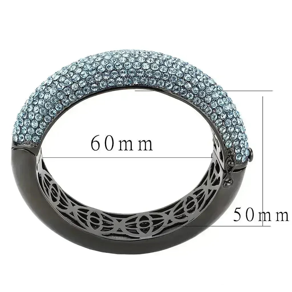 TIN Cobalt Black Brass Bangle – Sea Blue Crystal Statement Piece by Femstylo