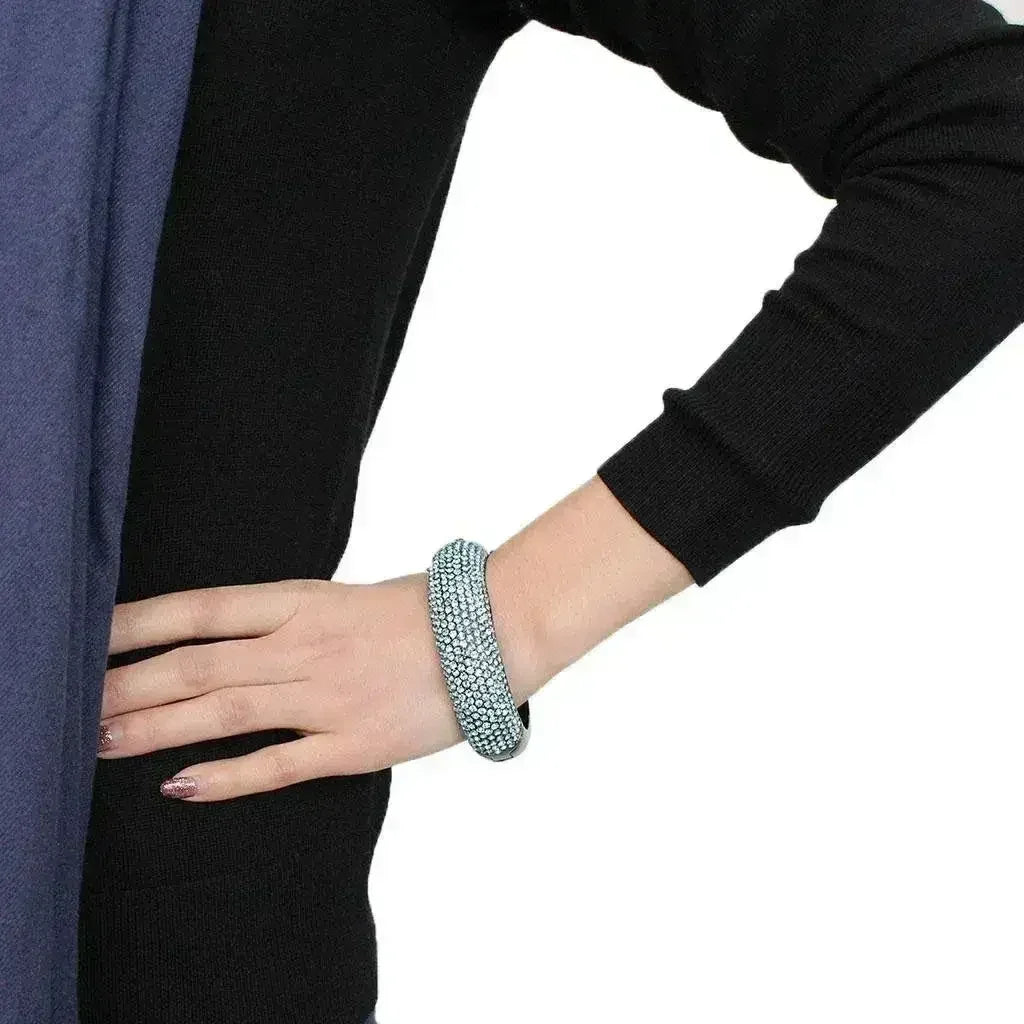 TIN Cobalt Black Brass Bangle – Sea Blue Crystal Statement Piece by Femstylo