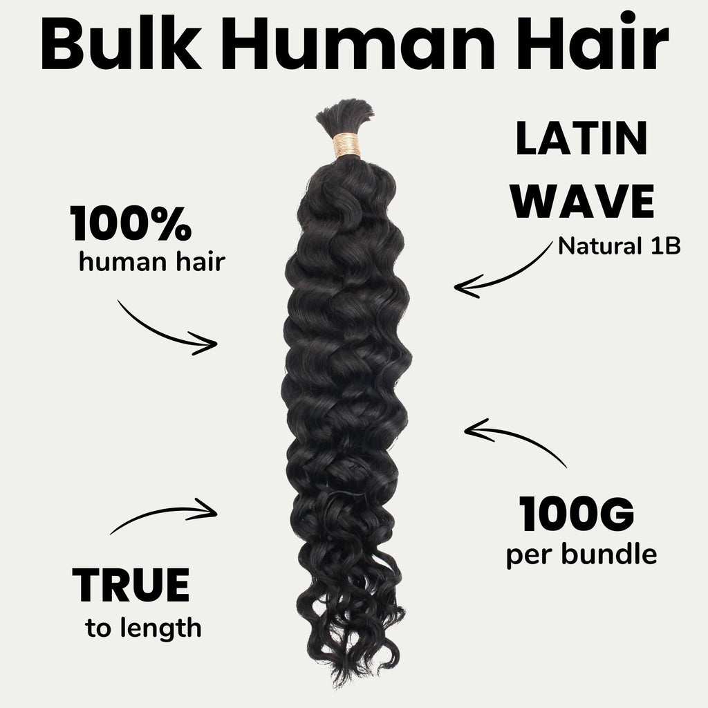 Latin Wave Bulk 100% Human Braiding Hair by Private Label