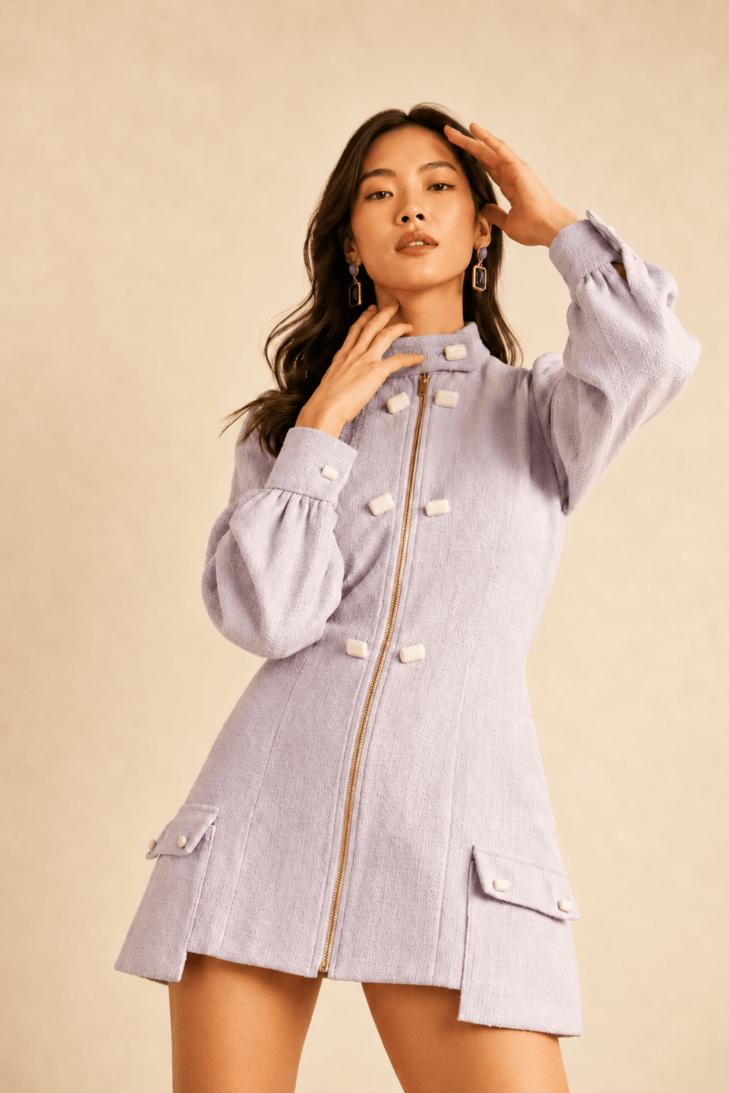 Lavender Tweed Coat Dress by ADIBA