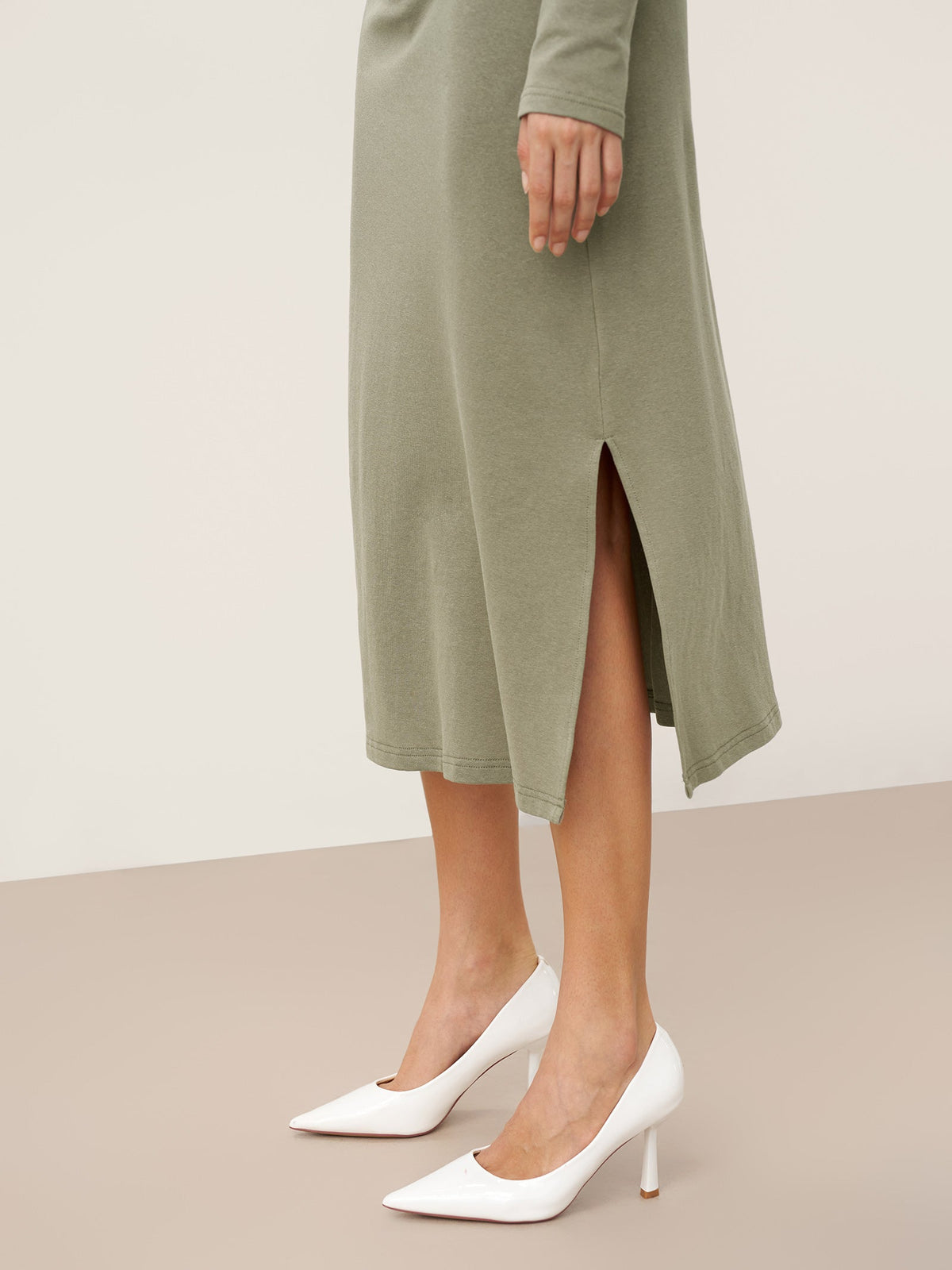 Crossover V-Neck Wrap Stretch Midi Dress MARNIE by LINTICO