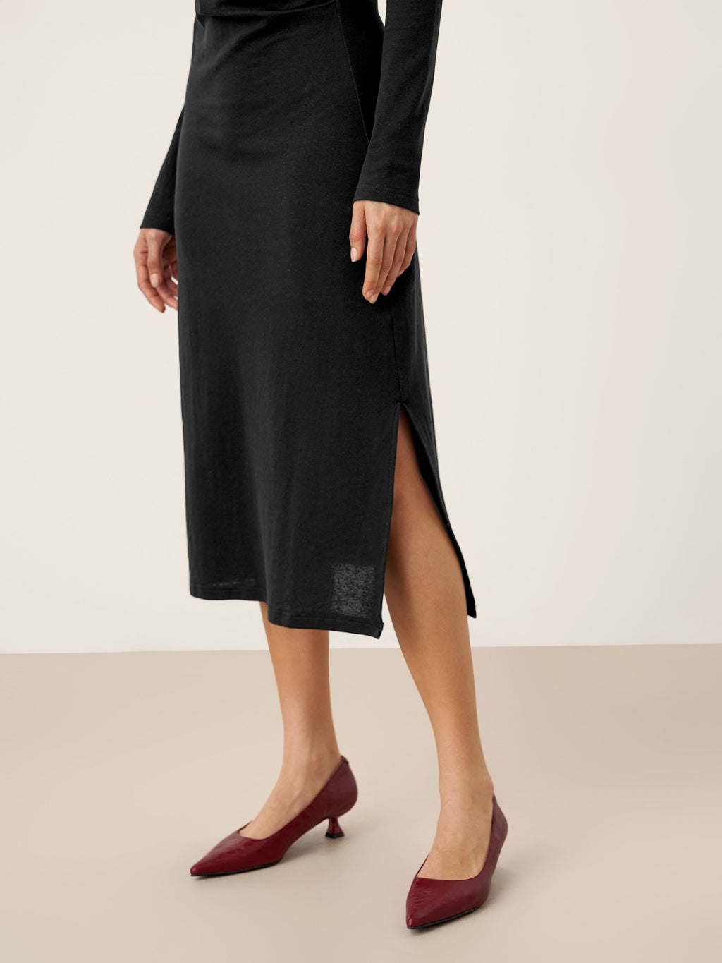 Crossover V-Neck Wrap Stretch Midi Dress MARNIE by LINTICO
