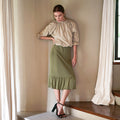 MARJORIE Ruffle Rib Skirt In Moss Green by BrunnaCo