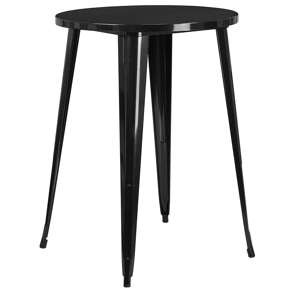 Modern 30-inch Outdoor Round Metal Cafe Bar Patio Table in Black by HomePacific