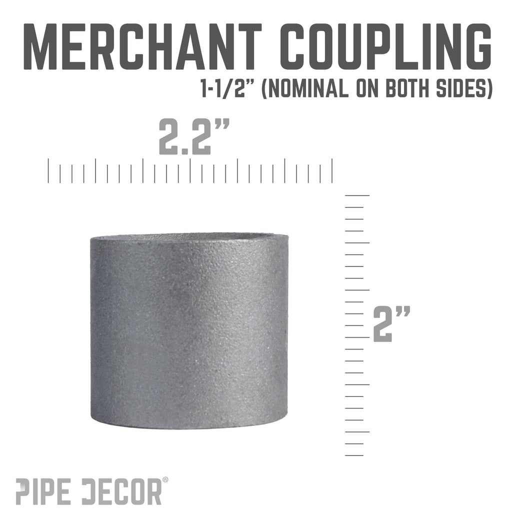 1 1/2 in. Black Merchant Coupling by PIPE DECOR