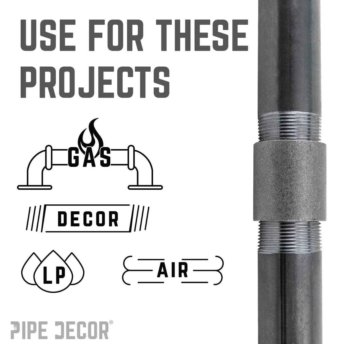 1 1/2 in. Black Merchant Coupling by PIPE DECOR