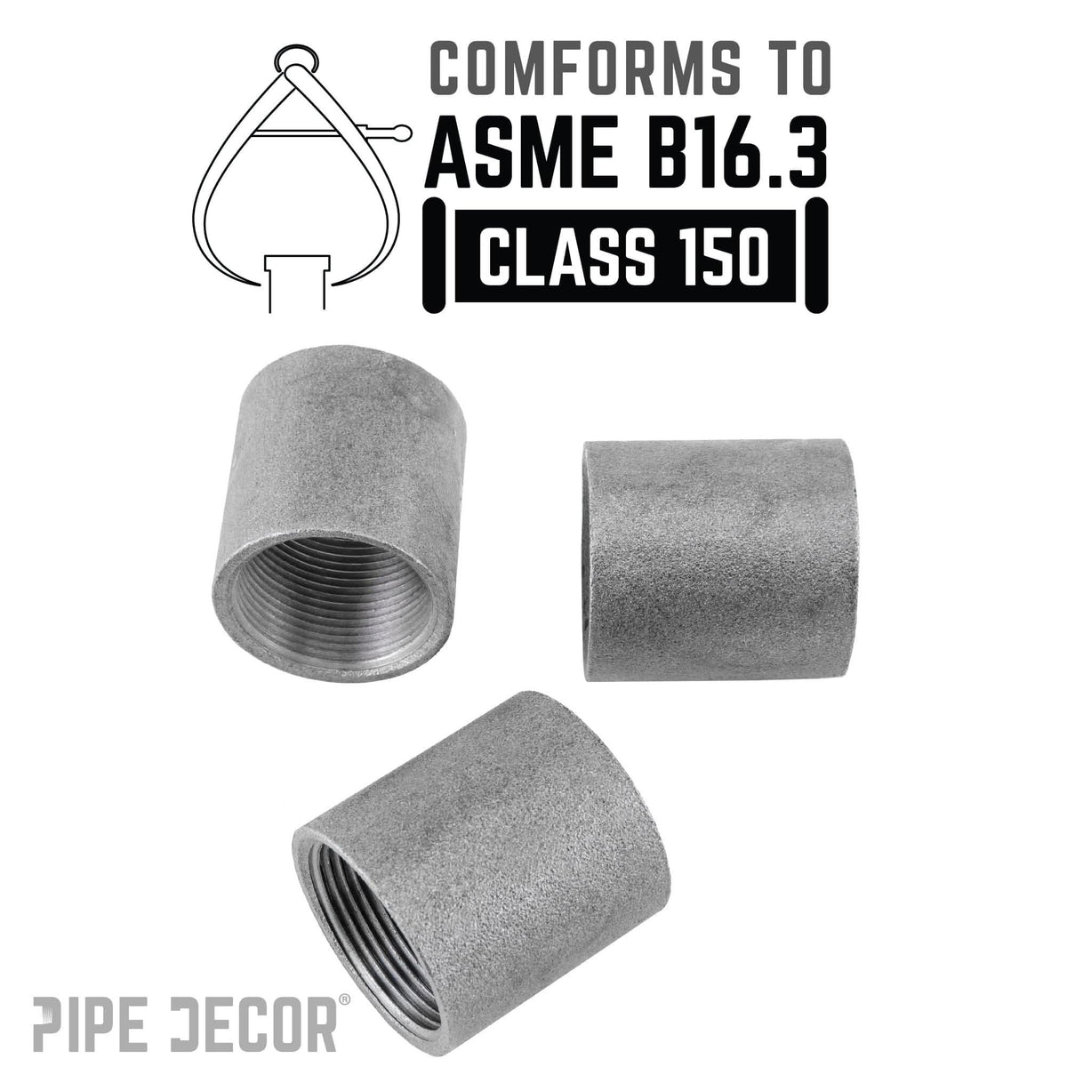 1 in. Black Merchant Coupling by PIPE DECOR