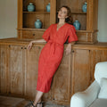 MEGHAN Gingham Hemp Midi Dress In Scarlet Red by BrunnaCo
