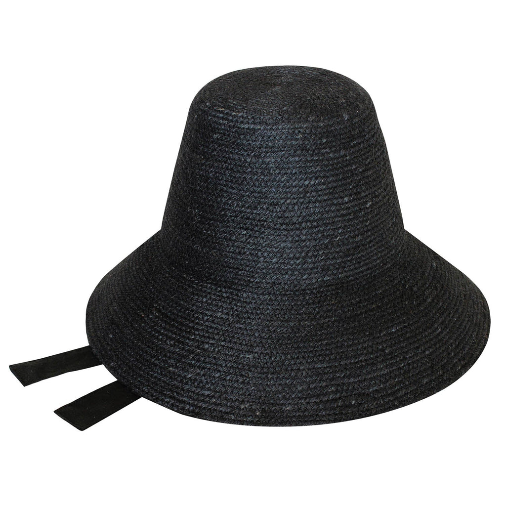 The Meg Jute Straw Hat In Black by BrunnaCo