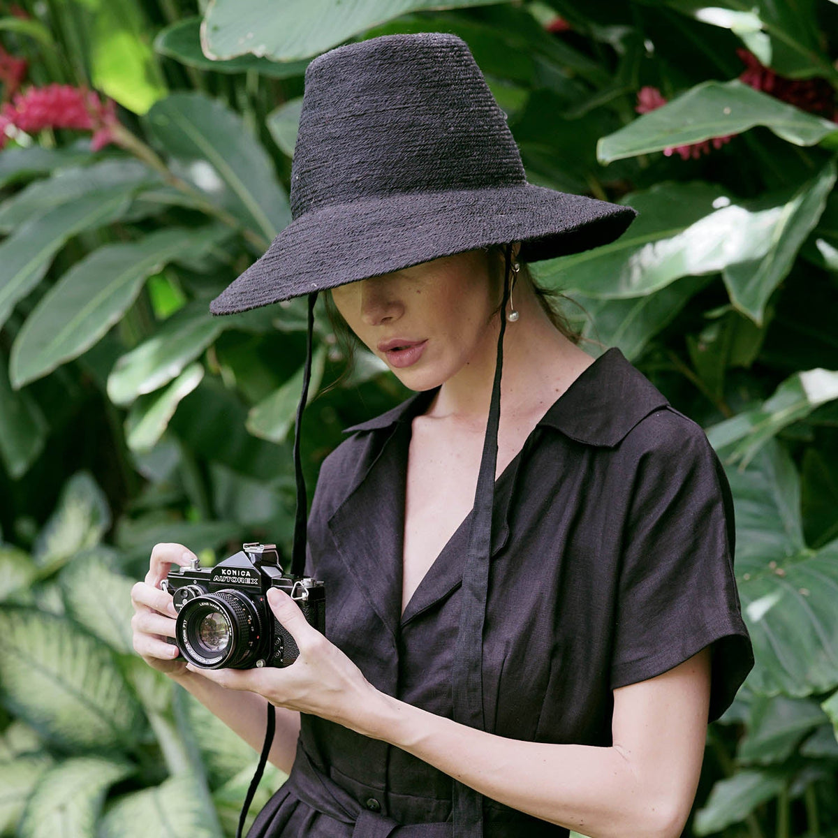 The Meg Jute Straw Hat In Black by BrunnaCo