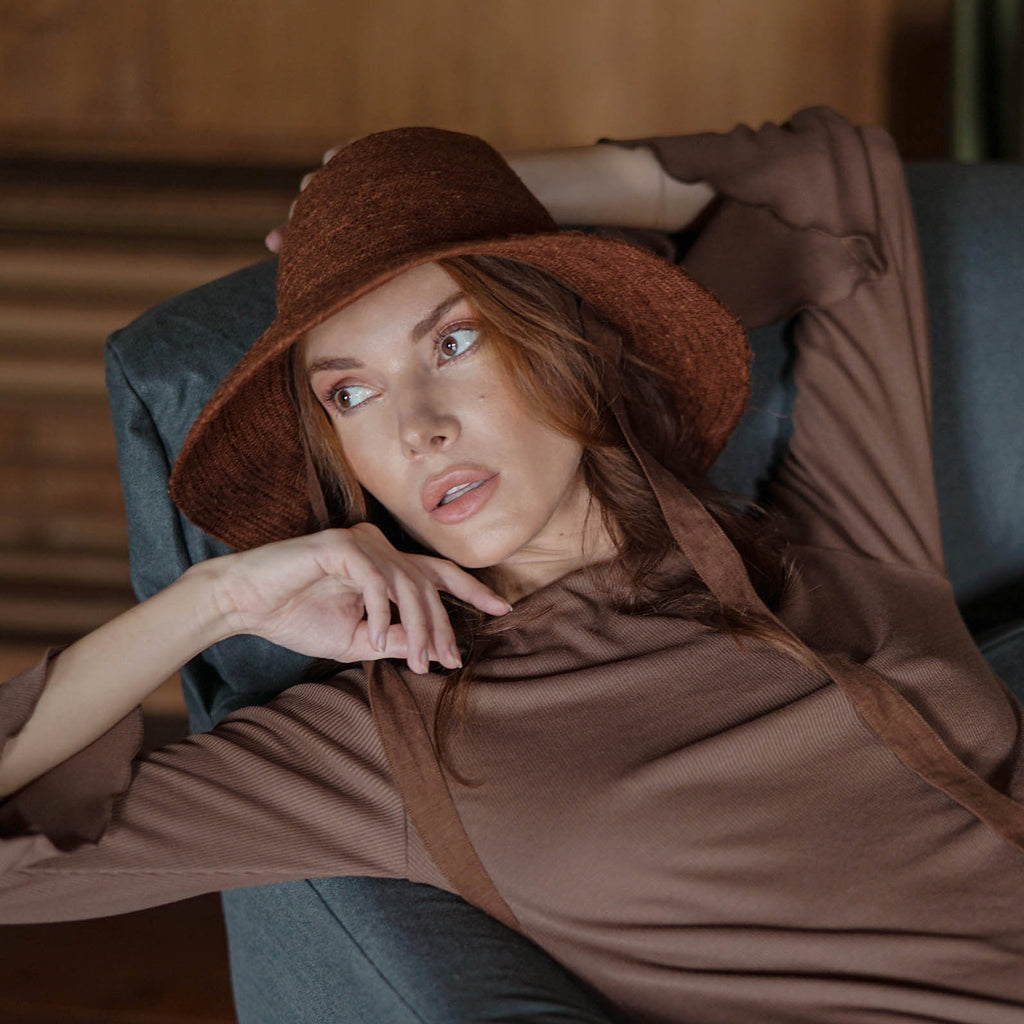 The Meg Jute Straw Hat In Burnt Sienna by BrunnaCo
